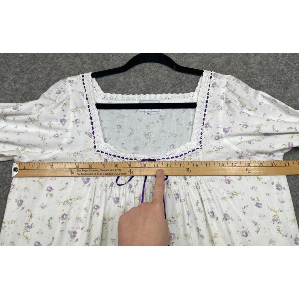 The 1 For U Martha Nightgown Womens L Lilac Rose Eyelet Ruffle Prairie Victorian